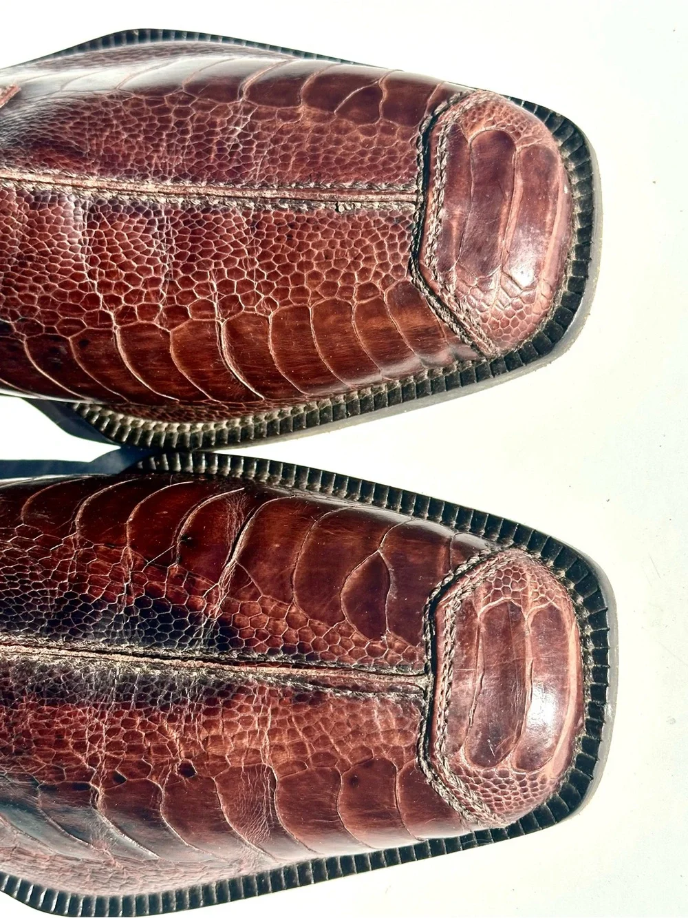 Belvedere Ostrich Handmade in Italy Men's Brown Leather Lace-Up Dress Shoes 11.5